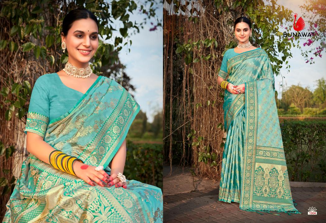 Shiv Gouri By Bunawat 1001 To 1006 Stain Silk Wedding Sarees Wholesale Shop In Surat
